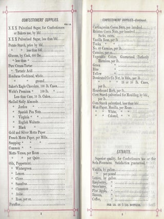 Price List. M.E. Page & Co. Confectionery, Chicago,1880
