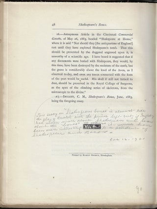 Shakespeare's Bones. The Proposal to Disinter Them, Considered in Relation to their Possible Bearing on His Portraiture: Illustrated by Instances of Visits of the Living to the Dead.