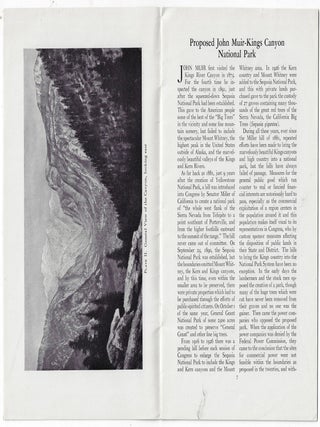 Proposed John Muir-Kings Canyon National Park, Including a Summary of A Rival of the Yosemite...by John Muir