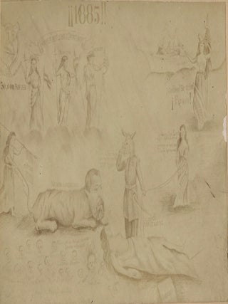Albumen Photo of an 1885 Political Cartoon Opposing Central American Unification