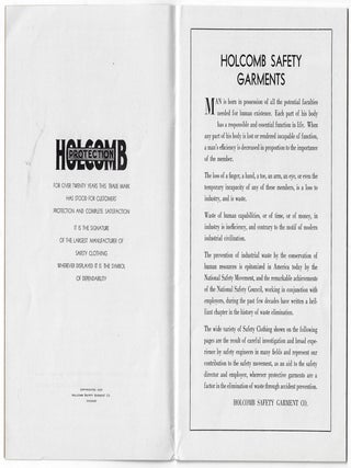 Holcomb Safety Garments Catalog, 1935