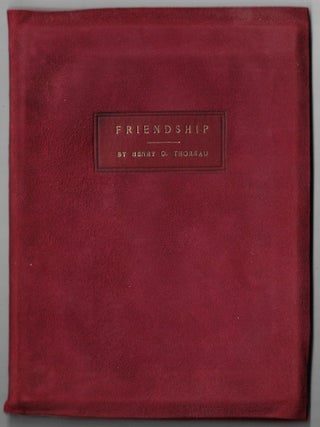 Item #24468 The Essay on Friendship. Henry David Thoreau