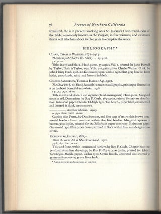 Presses of Northern California and Their Books, 1900-1933