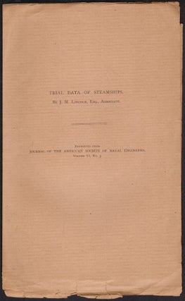 Item #2876 Trial Data of Steamships. J. M. Lincoln